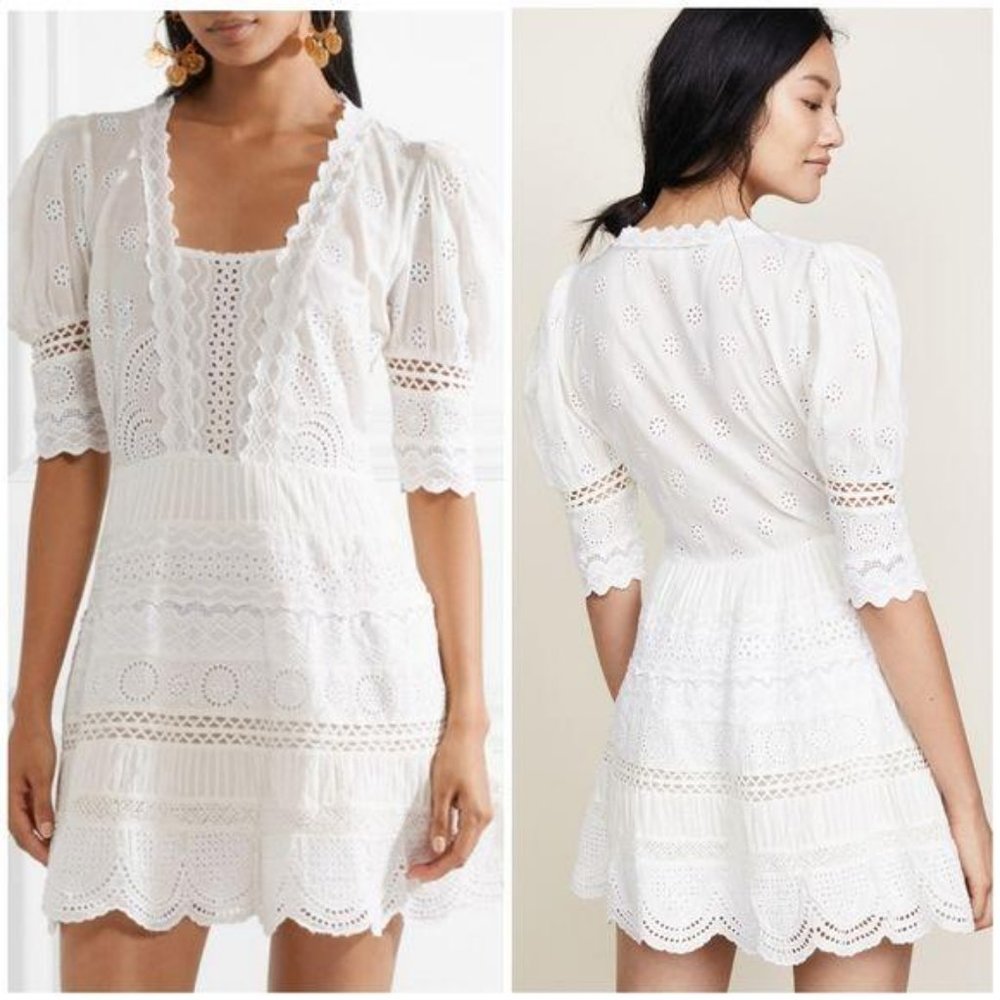 NEW LoveShackFancy Kristen Boho Dress Ivory Lace - Picture 4 of 9